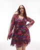 Topshop Topshop Curve lettuce edge mesh mini tea dress in pink rose-Multi - 1