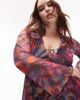 Topshop Topshop Curve lettuce edge mesh mini tea dress in pink rose-Multi - 2