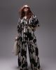 Topshop Topshop Curve satin cord waist wide leg printed pants in multi - part of a set - 1