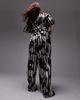 Topshop Topshop Curve satin cord waist wide leg printed pants in multi - part of a set - 2