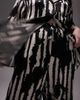 Topshop Topshop Curve satin cord waist wide leg printed pants in multi - part of a set - 3