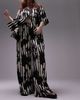 Topshop Topshop Curve satin cord waist wide leg printed pants in multi - part of a set - 4