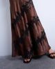 Topshop Topshop cutwork lace insert long sleeve maxi dress in chocolate-Brown - 2