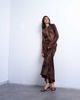 Topshop Topshop cutwork lace insert long sleeve maxi dress in chocolate-Brown - 3