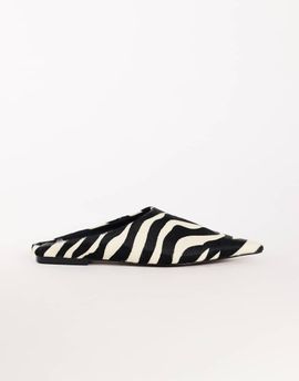 Topshop Topshop Dawn pointed toe flats in zebra print hair-on real leather-Multi
