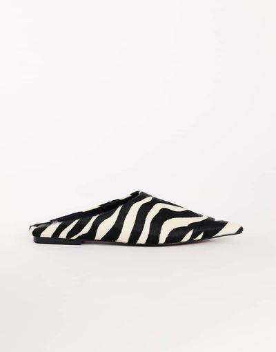Topshop Topshop Dawn pointed toe flats in zebra print hair-on real leather-Multi