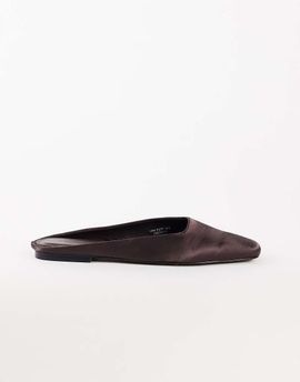 Topshop Topshop Dawson slip on mule in chocolate satin-Brown