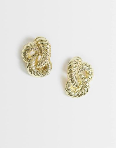 Topshop Topshop Dean asymmetric hoop earrings in gold