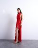Topshop Topshop deep plunge ruffle maxi gown in red - 1