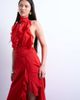 Topshop Topshop deep plunge ruffle maxi gown in red - 2
