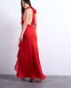 Topshop Topshop deep plunge ruffle maxi gown in red - 4