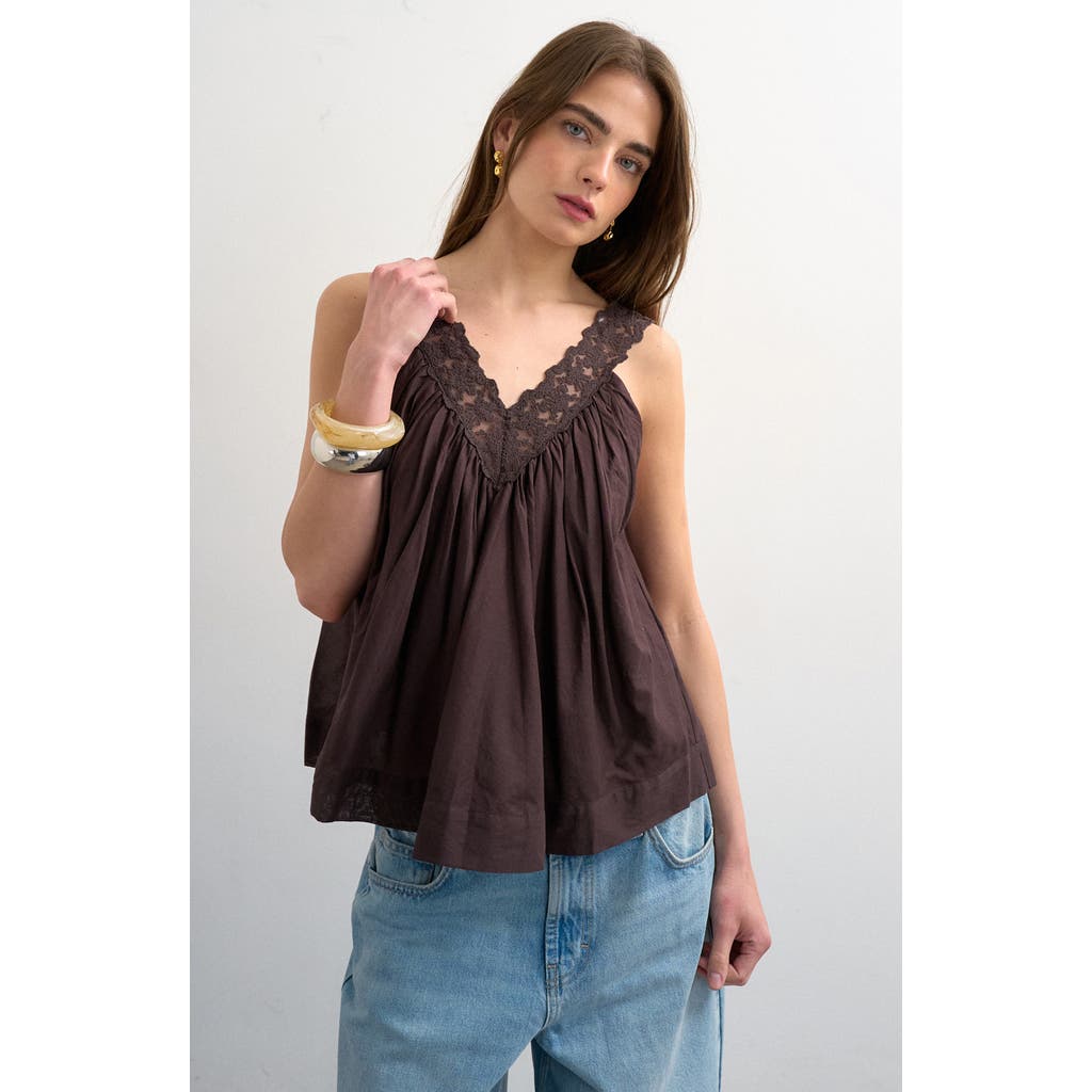 Topshop Topshop Deep V-Neck Lace Trapeze Top