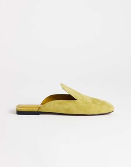 Topshop Topshop Della real suede mules in olive-Green