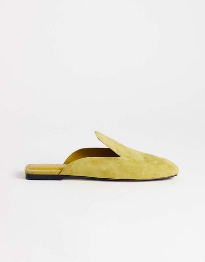 Topshop Topshop Della real suede mules in olive-Green