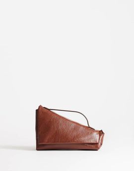 Topshop Topshop Delta medium pyramid top handle clutch purse in tan-Brown