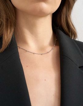 Topshop Topshop Demi chain necklace with rhinestones in stainless steel-Silver