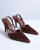 Topshop Topshop Demi cone high heel pumps with tie in chocolate-Brown - 1