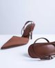 Topshop Topshop Demi cone high heel pumps with tie in chocolate-Brown - 3