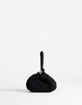 Topshop Topshop Demi small suedette wristlet clutch purse with hardware detail in black