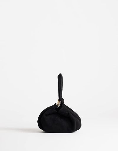 Topshop Topshop Demi small suedette wristlet clutch purse with hardware detail in black