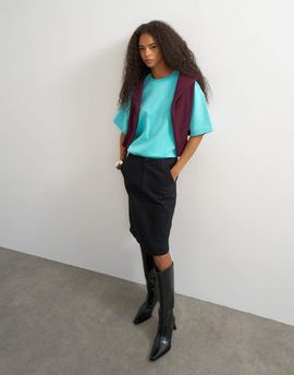 Topshop Topshop denim 90s low rise pencil skirt in washed black