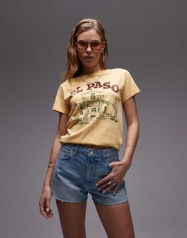 Topshop Topshop denim A-line shorts in bleach-Blue