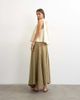 Topshop Topshop denim asymmetric dropped waist maxi skirt in khaki stripes-Multi - 2