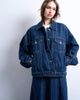 Topshop Topshop denim balloon sleeves jacket in indigo stripes-Blue - 1