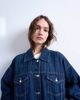 Topshop Topshop denim balloon sleeves jacket in indigo stripes-Blue - 3