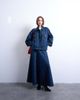 Topshop Topshop denim balloon sleeves jacket in indigo stripes-Blue - 4
