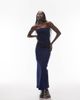 Topshop Topshop denim bandeau maxi dress in indigo-Blue - 1