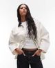 Topshop Topshop denim barn jacket with contrast collar in ecru-White - 1