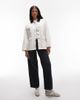 Topshop Topshop denim barn jacket with contrast collar in ecru-White - 3