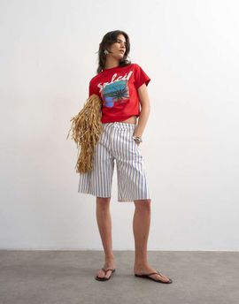 Topshop Topshop denim barrel jorts in blue stripes
