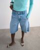 Topshop Topshop denim barrel jorts in mid blue-White - 3