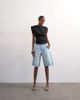 Topshop Topshop denim barrel leg jorts in bleach-Blue - 1