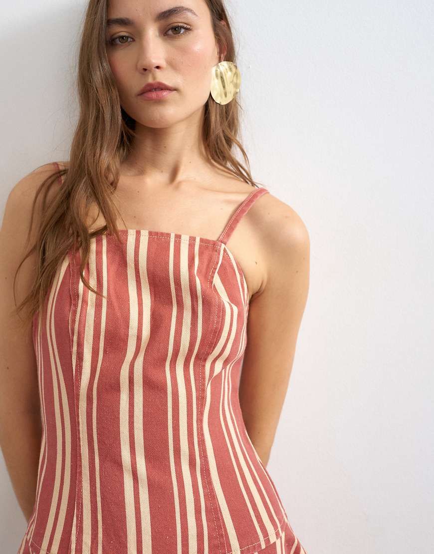 topshop knit maxi dress with scoop back in multi stripe Occasion:Semi-Formal