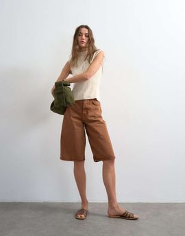 Topshop Topshop denim bermuda shorts in toffee-Brown