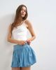Topshop Topshop denim bubble hem mini skirt in mid blue - 3
