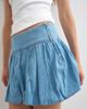 Topshop Topshop denim bubble hem mini skirt in mid blue - 4