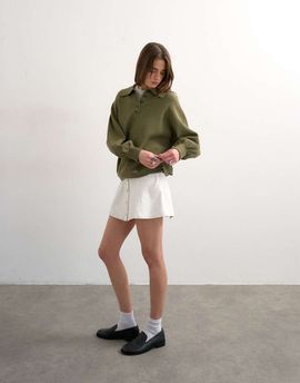 Topshop Topshop denim button up mini skirt in ecru-White