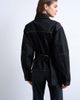 Topshop Topshop denim cinch detail shacket in black ecru-Multi - 2