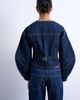 Topshop Topshop denim cinched back shirt with ovoid sleeves in rinse-Blue - 4