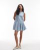 Topshop Topshop denim circle peplum mini dress in bleach-Blue - 4