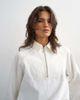 Topshop Topshop Denim collared quarter zip blouson jacket in bone-White - 1