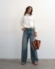 Topshop Topshop Denim collared quarter zip blouson jacket in bone-White - 2