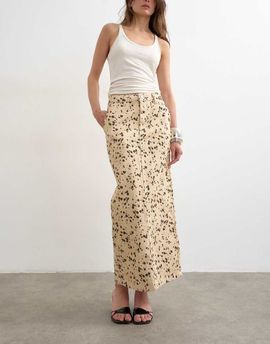 Topshop Topshop denim column maxi skirt in deer print-Multi