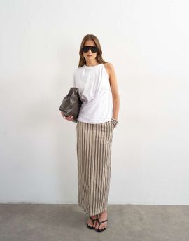 Topshop Topshop denim column maxi skirt in stripe-Multi