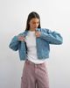 Topshop Topshop denim cropped padded shoulder jacket in bleach-Blue - 1