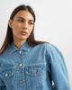 Topshop Topshop denim cropped padded shoulder jacket in bleach-Blue - 3